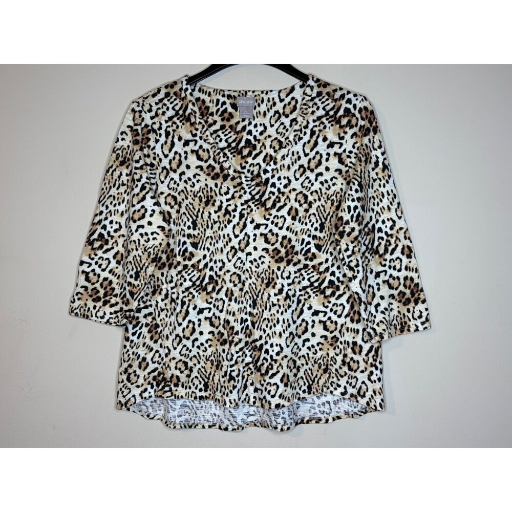 CHICOS WOMEN'S ANIMAL PRINT TOP SIZE 2